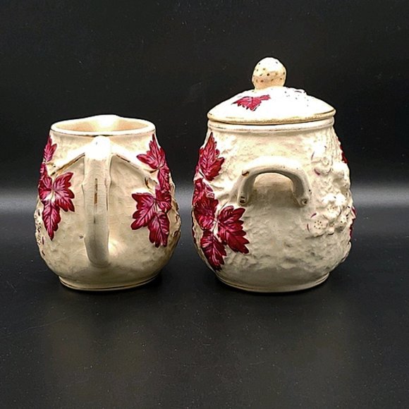 Avalon Faience Majolica Creamer/Sugar Haynes c1880 - Picture 2 of 12